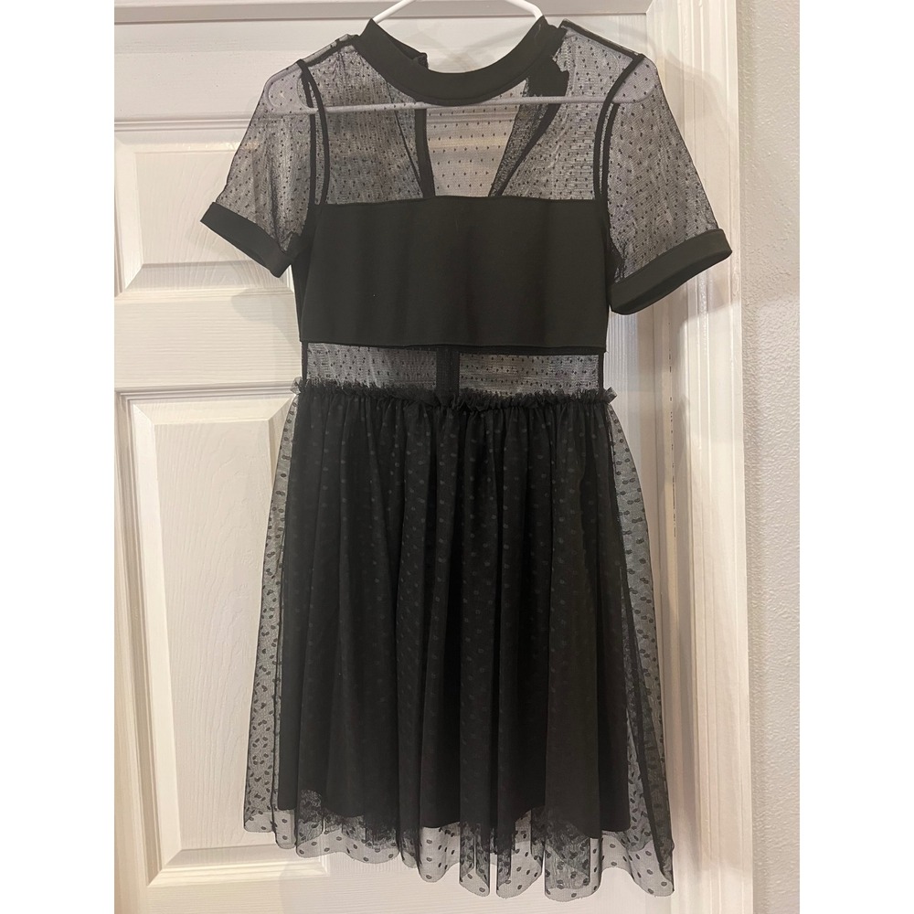 Black‎ Polka Dot Mesh Dress - Sheer Party Cocktail Mini Dress